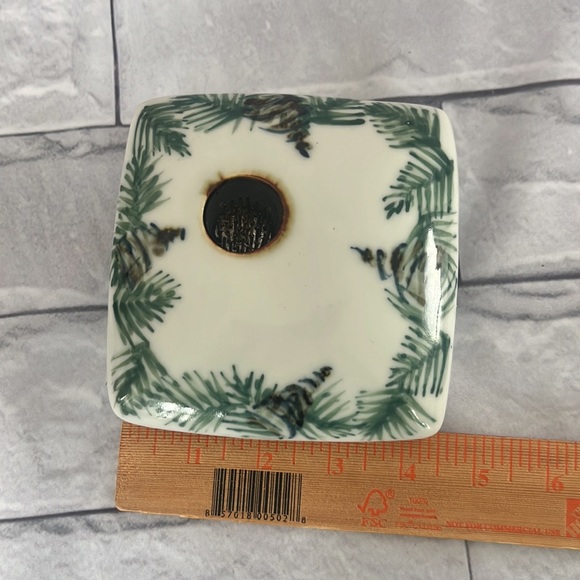 Georgetown studio pottery ikebana flower vase with frog, signed hand painted - Picture 6 of 6